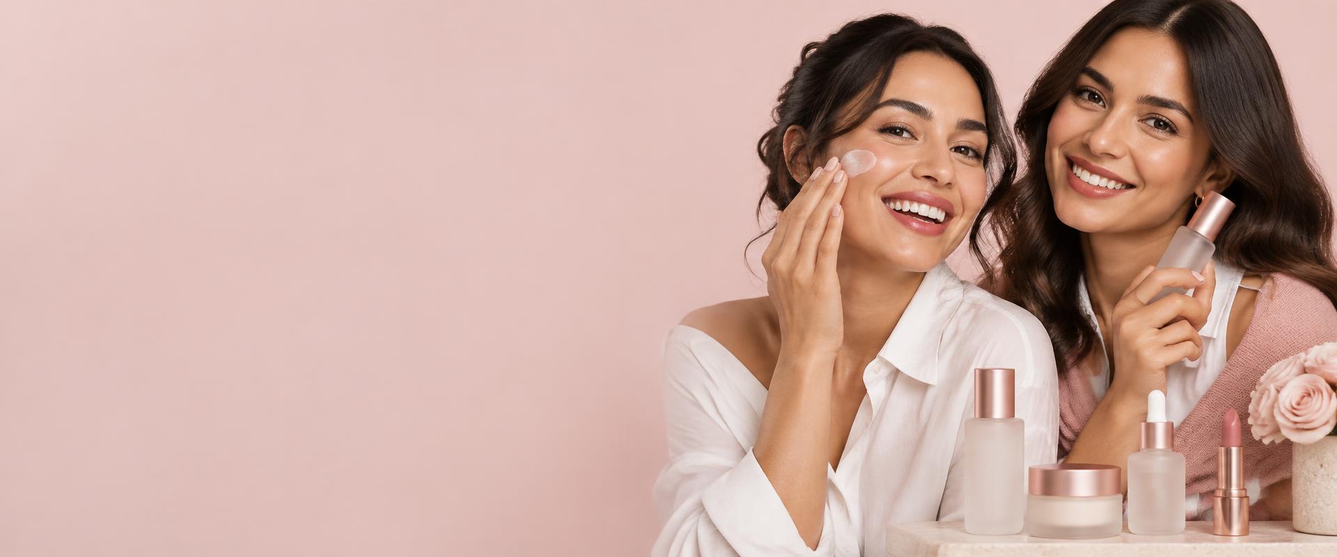 Rutina de belleza con skincare y cosméticos